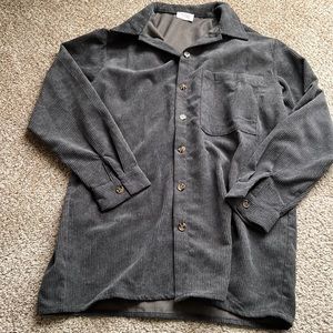 Pink Lily Boutique Charcoal Grey Corded Shacket